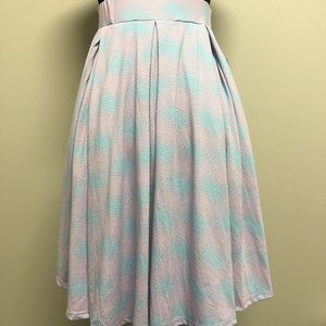 NWT LuLaRoe Pink, Blue Madison Skirt Size S